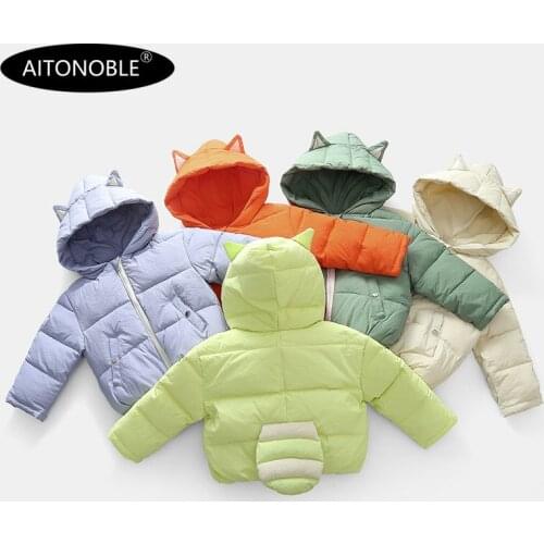 Aitonoble New Kids Down Jacket Parkas Baby Down Coats and Babies Parkas Coat with a Lol Patch As a Gift