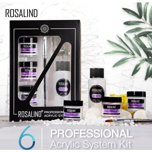 ROSALIND Acrylic Nail Kit For Nail Extension Tool Set Acrylic Powder For Semi Permanent Gel Polish Builder Nail Art