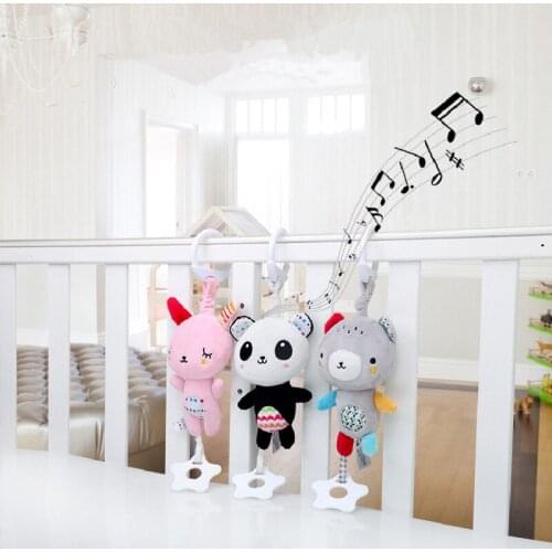 Baby Stroller Accessories Plush Cartoon Baby carriage pendant rattle for newborn Teether cart doll Baby Toy Pendant