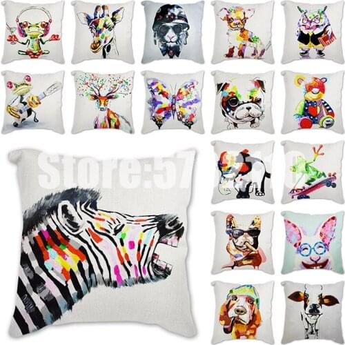 Watercolor zebra deer pig giraffe horse butterfly cat Painting Cushion Cover Pillow Covers for Home Car Chair Decor Pillowcases