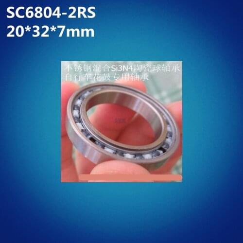 Free shipping 2pcs ABEC-7 S6804-2RS (20*32*7mm) Hybrid ceramic stainless steel deep groove ball bearing S6804 for bike&fishing
