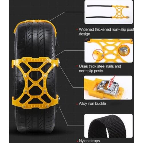 5pcs Snow Chains for Cars Anti-skid Beef Tendon Wheel Chain Belt Snow Mud Road SUV Car Tire Anti-skid Chains Emergency Chain