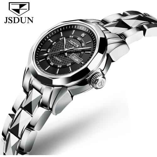 JSDUN Luxury Brand Women Automatic Mechanical Watches Steel Sapphire Watch Band Watch Waterproof Simple Colck For Women 8014