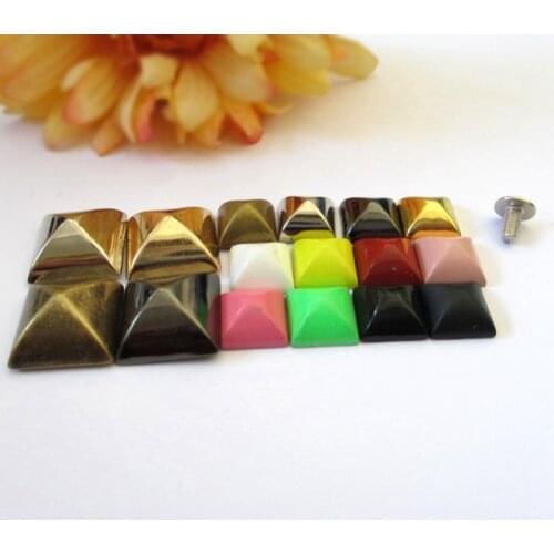 Colorful Square Pryamid Tent Bracelet Rivet Cap Stud For Leather Craft Bag Hat Shoe Clothes Jewelry Trims Accessories Rock Punk