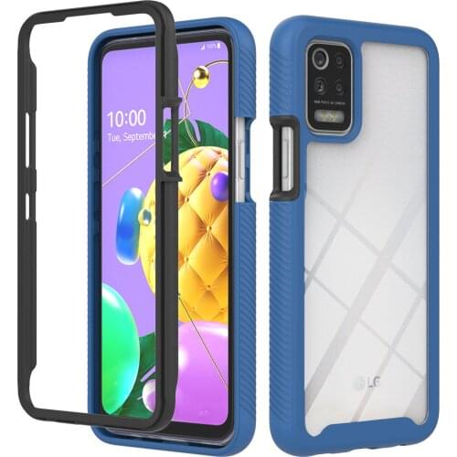 2 in 1 Hybrid TPU Bumper Rugged Armor Shockproof Case For LG K42 K52 K62 Q52 Q62 K22 Plus Stylo 7 Transparent Acrylic Back Cover
