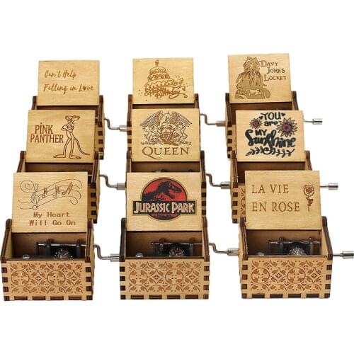 Hot Hand Crank Wooden Music Box Mechanism Davy Jones Jack Sparrow La Bella E La Bestia Castle In The Sky John Lennon Wholesale