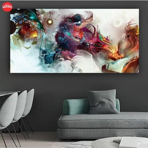 Full Square round drill Diamond painting Abstract art colorful ocean Diamond embroidery Cross stitch resin office wall decor