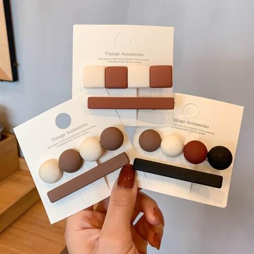 MISANANRYNE 2PCS/Set New Women Elegant Round Square Geometirc Hairpins Barrettes Hair Clips Headband Fashion Hair Accessories