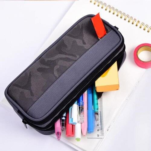 Multi-layer Large Capacity Student Zipper Pencil Storage Case Pen Bag Organizer