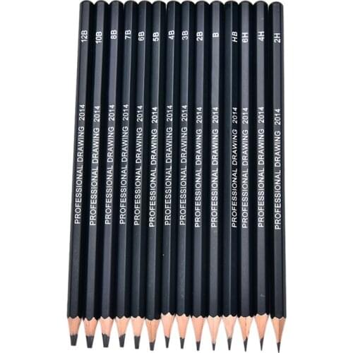 14pcs/set 2019 Wooden Sketch And Drawing Pencil Set HB 2B 6H 4H 2H 3B 4B 5B 6B 10B 12B 1B size: Approx. 176 x 7.2mm