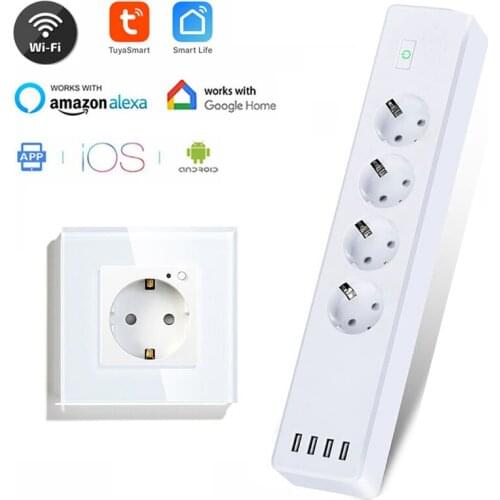 Wall Socket EU Smart Wifi Plug Wireless Remote Control Black White Socket Works With Tuya/Smartlife Alexa Google Home