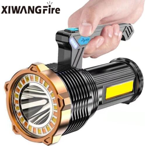 New COB Flashlight Type-C Charging with Side Light 8 Mode G5 Led Multifunctional Plastic Portable Light Flashlight Torch