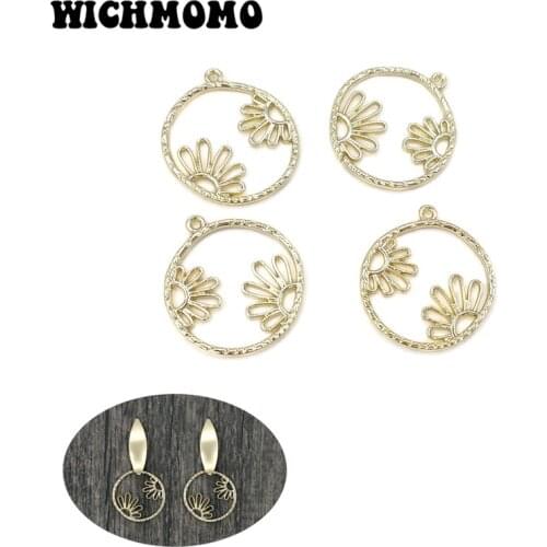 2020 New 5 Pieces/bag High Quality Zinc Alloy Round Flowers Charms Pendants for DIY Earrings Necklace Jewelry Accessories