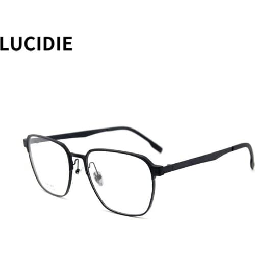 LUCIDIE Fashion Square Ultralight Glasses Man Aluminum Eyeglasses Clear Lens Oversized Frame Female Myopia Prescription Eyewear