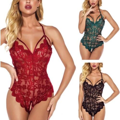 Solid Color Soft Lace Backless Bodysuit Transparent Female Sexy Teddies Lingeries Jumpsuits Women Sexy Slim Bodysuits Nightwear