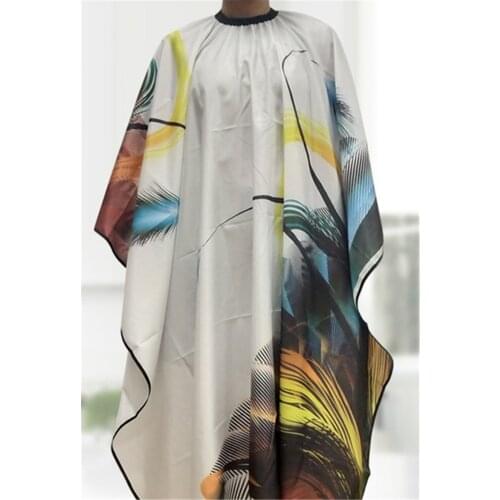 Hair Anti-Sticking Haircut Dyeing Coloring Wrap Cape Gown Apron of Colorful Feather Printing Patterns E687
