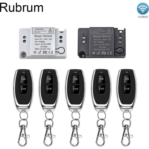 Rubrum Smart Home AC 110V 220V 10A RF Relay Receiver Transmitter Light Lamp Remote Control Switch Power Fan Wireless ON/OFF