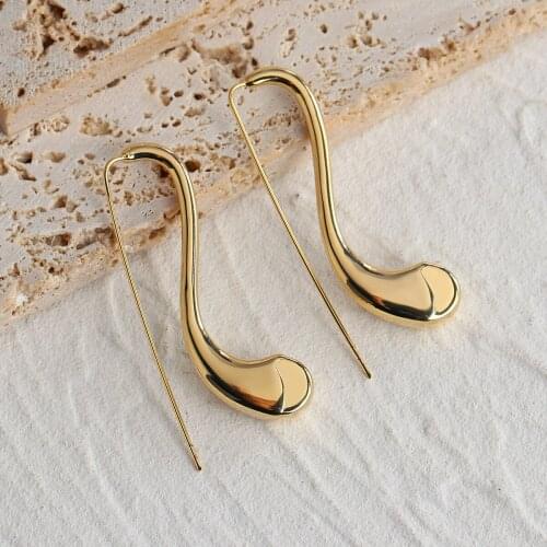 Lifefontier Unusual Geometric Irregular Drop Earrings for Women Gold Plated Copper Dangle Earrings Minimalist Jewelry Gift 2021