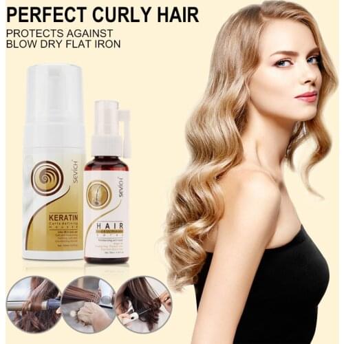 Sevich Salon Hair Elastin & Care Set 100ml Strong Hold Curly Hair Mousse 50ml Hair Heat & UV Protector Hair Keratin Spray