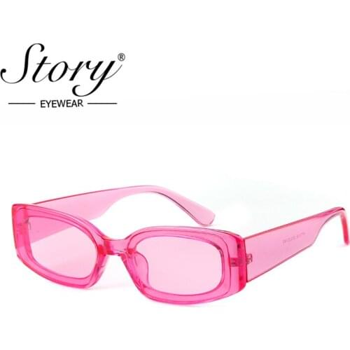 STORY 2018 Fashion Small Square Sunglasses Women Man Vintage Retro Rectangular Frame Sun Glasses Female Shades Black Eyewear