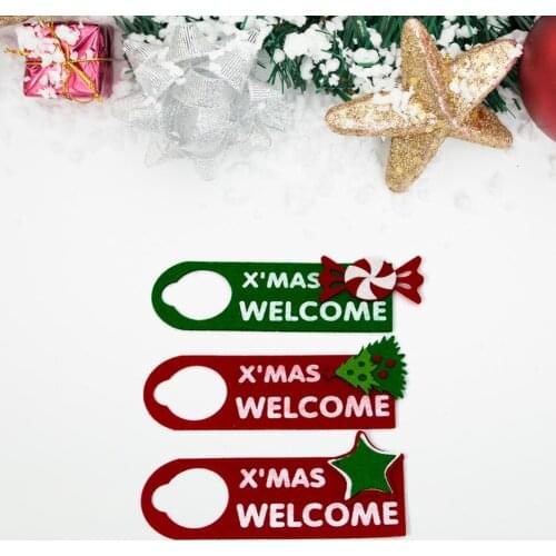 Easy Installation Useful Xmas Welcome Knob Door Hanger Felt Christmas Signs Multicolor for Hotel