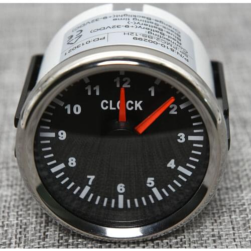 Waterproof Clock Gauges 0-12 Hours Red Pointer Type Clock Meters Black 52mm for Car Boat Yacht Display Hourmeters 9-32V