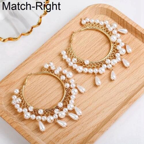 Match-Right Women Big Long Dangle Earrings for Women Statement Large Hanging Pearl Drop Earrings Pendant Female Jewelry SP688