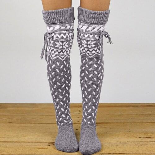 Womens Stocking Soft Cotton Print Warm Thigh High Over The Knee Socks New Fashion Long Stockings For Girls