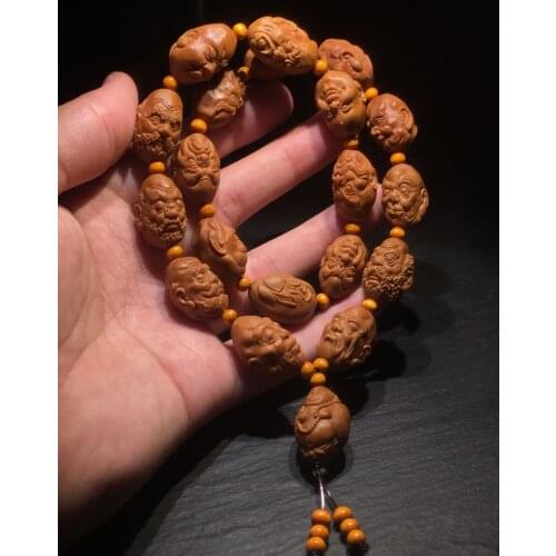 1.552CM China Olive Dentoliva Carved 20PCS Beads Dharma Arhat Bracelet SCH-023