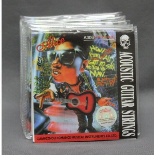 10 sets Alice A306 (010-047) Extra Light Stainless Steel Silver-plated Copper Alloy Wound Acoustic Guitar Strings