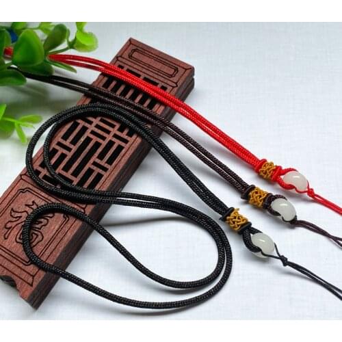 10pcs Long jade buckle pendant lanyard men and women simple and elegant high-grade gold beeswax Bodhi jade jade necklace rope