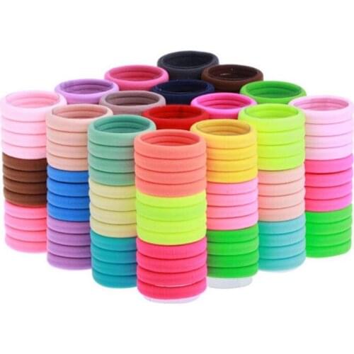 100 pieces High Elasticity Fluorescent color Seamless Gum for Hair, Hair Rings Popular Rubber Bands Hair Accessories Girls Women