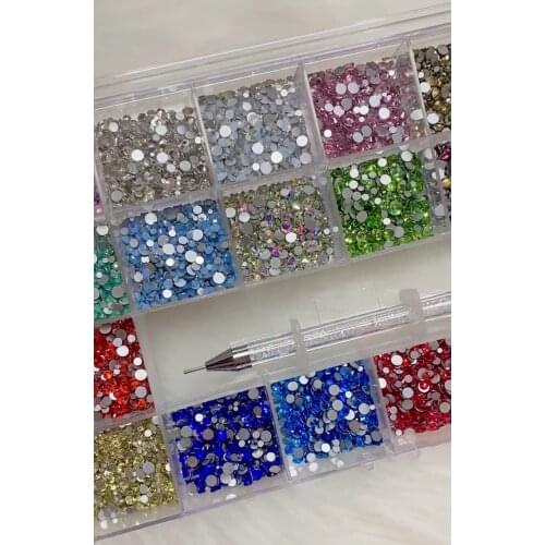 Crystal-Glass Rhinestones-Non-Hot fix-SS4-SS6-SS10-SS12-SS16-Bling-Embellishments-14000pcs Box Rhinestone Flatback Nail Art Dec