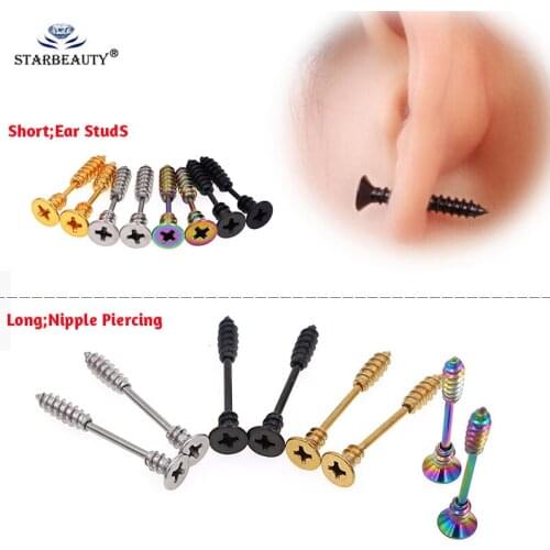 2Pcs Two Size 316L Surgical Steel Nipple Bar Sexy Screw Mamilo Screws Stud Earring Barbell Body Piercing Jewelry