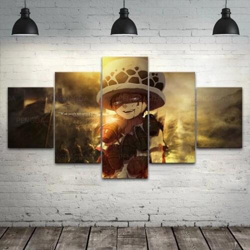 5 Pieces Canvas Painting Yellow Sunset HD Prints Anime Wall Art Cute Child Poster Modular Pictures Living Room Home Decoration