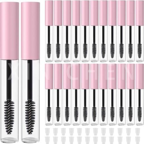 50 PCS 10ML Empty Mascara Tubes Cute Pink Eyelash Cream Bottles Cosmetic Refillable Clear Sample Container Mini Portable Travel