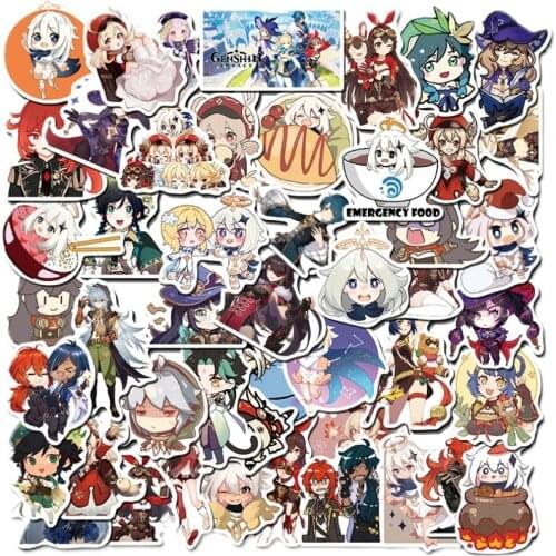 50PCS Game Genshin Impact Wall Sticker Poster Character Kaeya Venti Klee Anime Sticker Gift