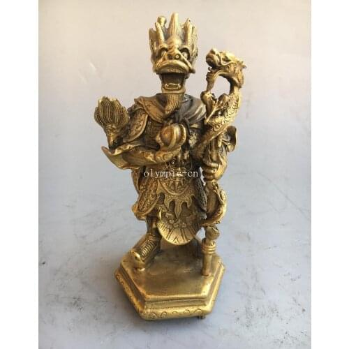 6'' Brass carved chinese myth sea God the Dragon King statue