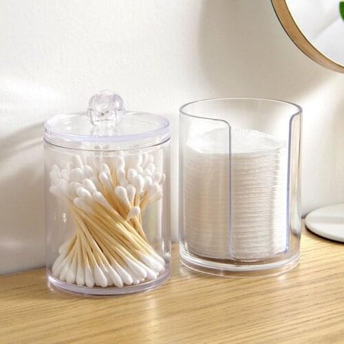 Acrylic Round Qtip Container Cosmetic Makeup Cotton Multifunctional Pad Organizer Jewelry Storage Box Holder and Candy Jars
