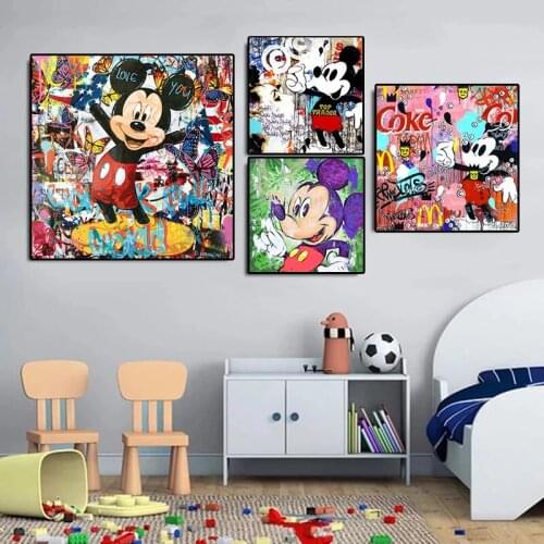 5D DIY Diamond Painting Graffiti Art Disney Mickey Mouse Fashion Diamond Embroidery Wall Art Pictures for Room Wall Home Decor