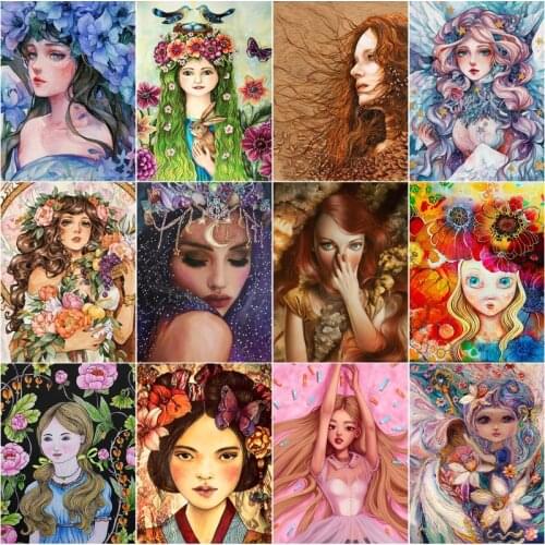 Diy Diamond Painting Custom Figure Painting Girl Has Hair Like Seaweed Round Diamond Full Diamond Cross Stitc Mosaic Home Decora