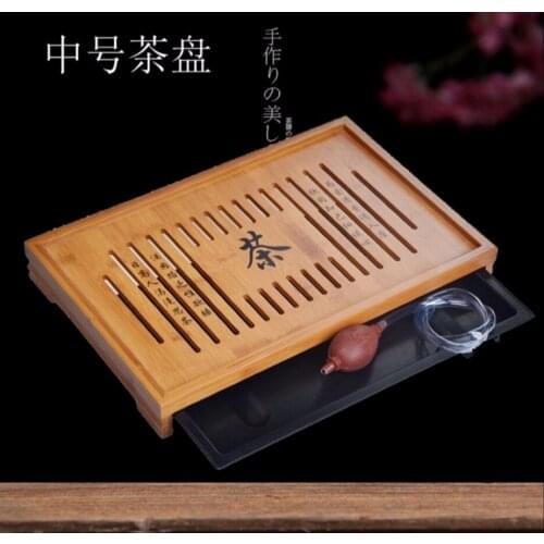 Solid wood tea tray Drainage water storage kung fu tea set Drawer tea room board table Chinese tea room ceremony tools