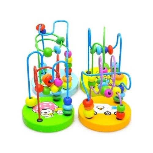 Montessori Wooden Toys Circles Bead Wire Maze Roller Coaster Educational Wood Puzzles Kids Math Toy For Boys Girls