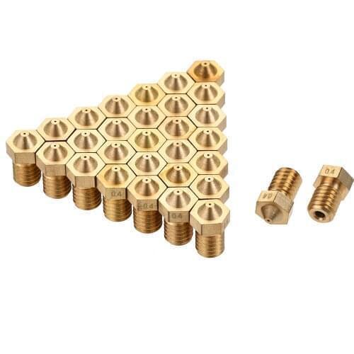 Uxcell 0.4mm 3D Printer Nozzle M6 Thread for V5 V6 1.75mm Extruder Print, Brass 30 Pcs