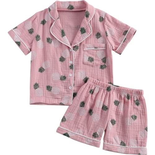 2Pcs Children Kids Girls Boys Solid Pajamas Sets Short Sleeve O Neck Pocket Shorts Infant Toddler Summer Cotton Sleepwear 2-7T