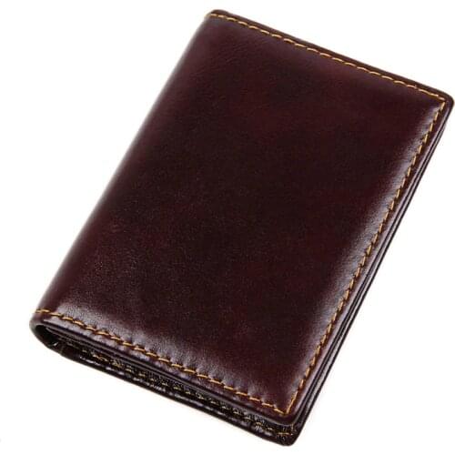 Unisex Vintage Genuine Cow Leather Wallet Business ID Card Holder Pouches RFID Money Purse Slim Card Case R-8078