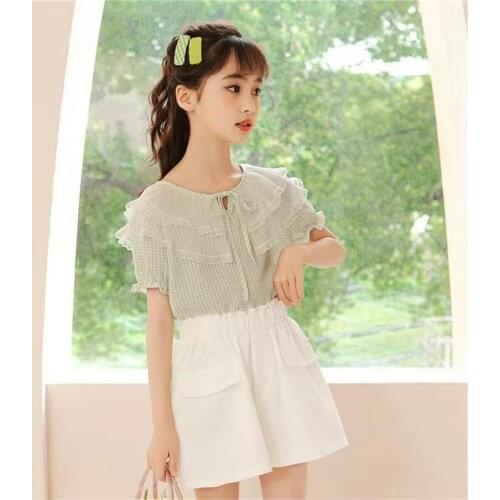 Tracksuit For Girl 2021 Summer Children Korean Cartoon O-Neck Top + Shorts 6 8 12 Years Old Boutique Set Thanksgiving Outfits