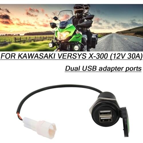 Motorcycle Dual USB interface Digital Display Charger Adapter Port for Kawasaki VERSYS X-300 X300 x 300 12V 30A