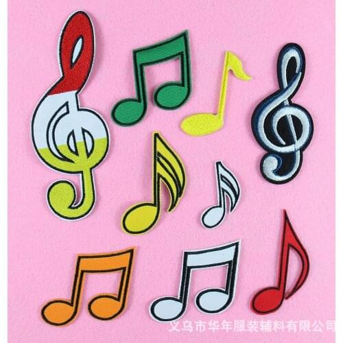 New Arrival Music Note Patches Stickers Iron on Clothes Heat Transfer Applique DIY Embroidered Applications Cloth Patch