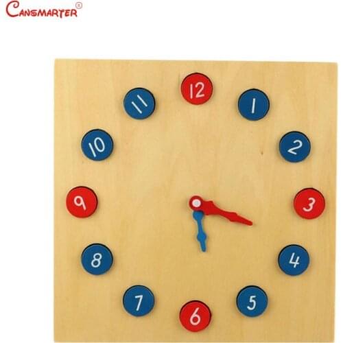 Educational Math Toys Clock 12 Numbers Wooden Blue Red Removable Teaching Toy Game Montessori Materials Wooden